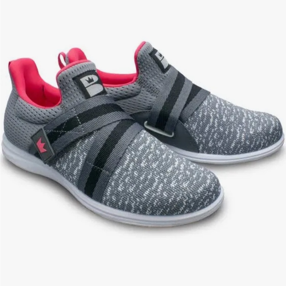 Brunswick Gray and Black Bowling Sneakers with Pink Accents